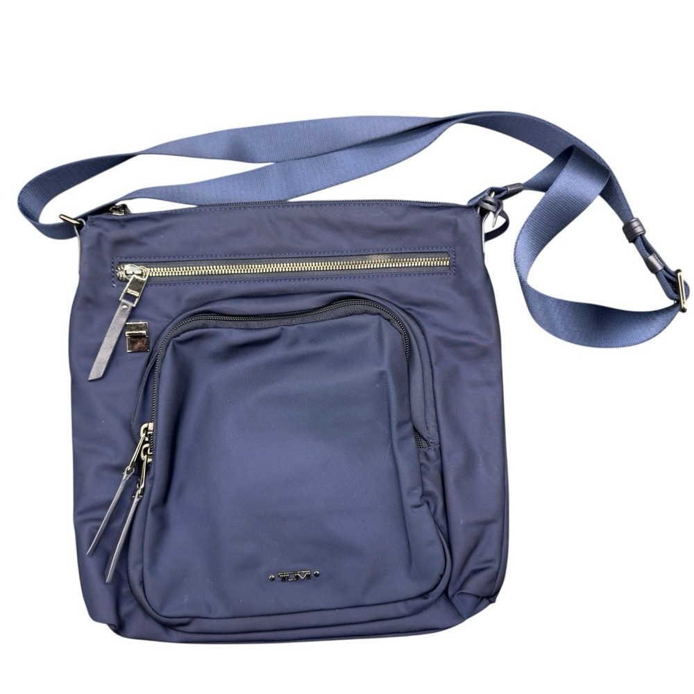TUMI Voyageur Canton Crossbody Bag Midnight Blue Nylon Travel Messenger Purse